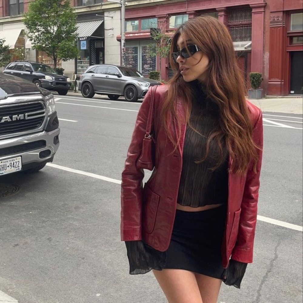 Vintage Y2K Gap Burgundy Leather Blazer